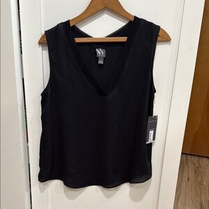 Black Sheer Sleeveless V-Neck Top